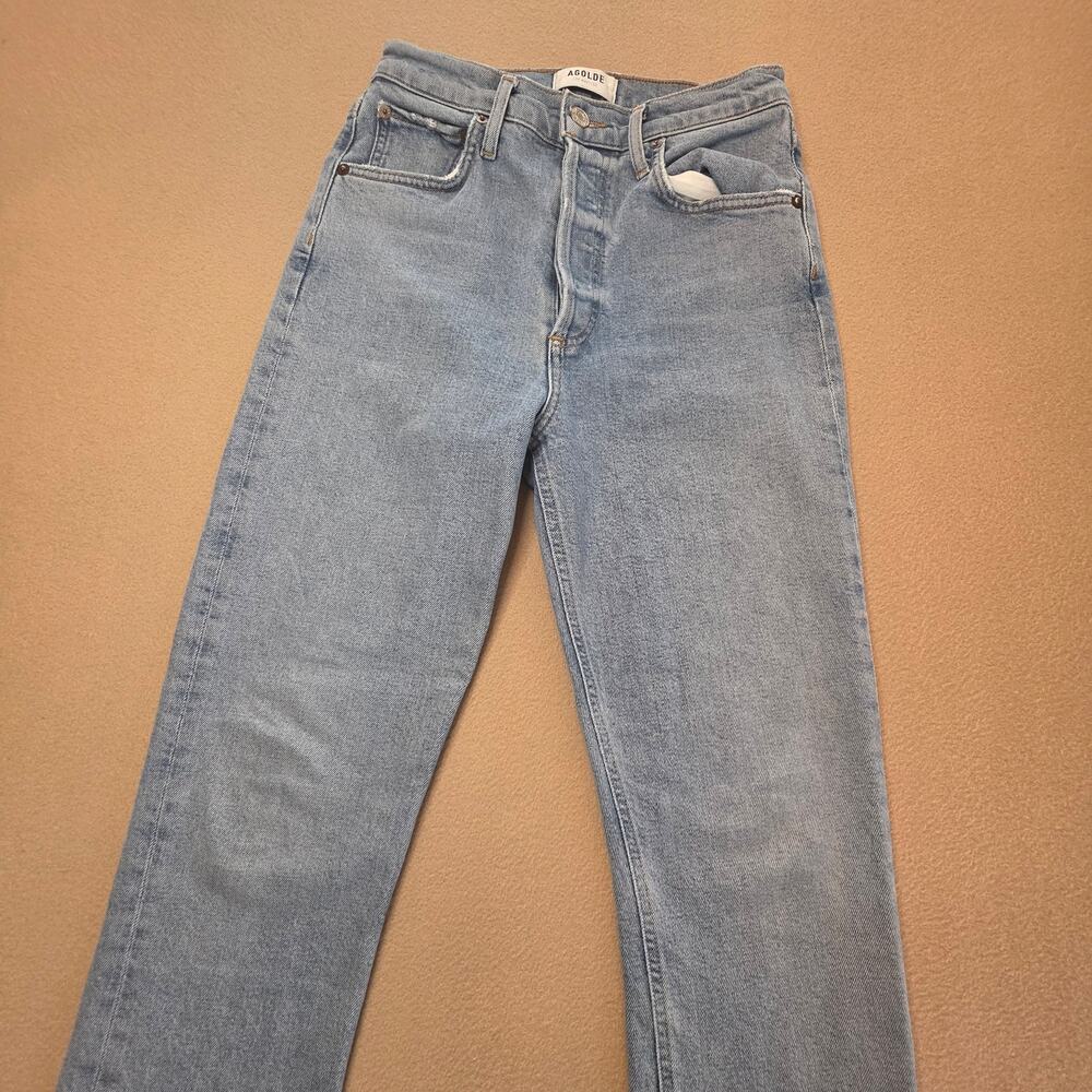 AGOLDE Riley Jeans Light Indigo Blue Wash Sz 25 High-Rise Straight-Leg Cropped